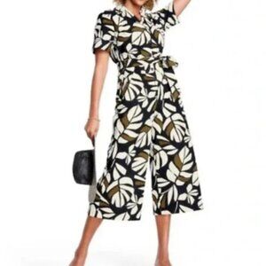 Tabitha Brown x Target Botanical Print Tie Front Short Sleeve Jumpsuit Medium